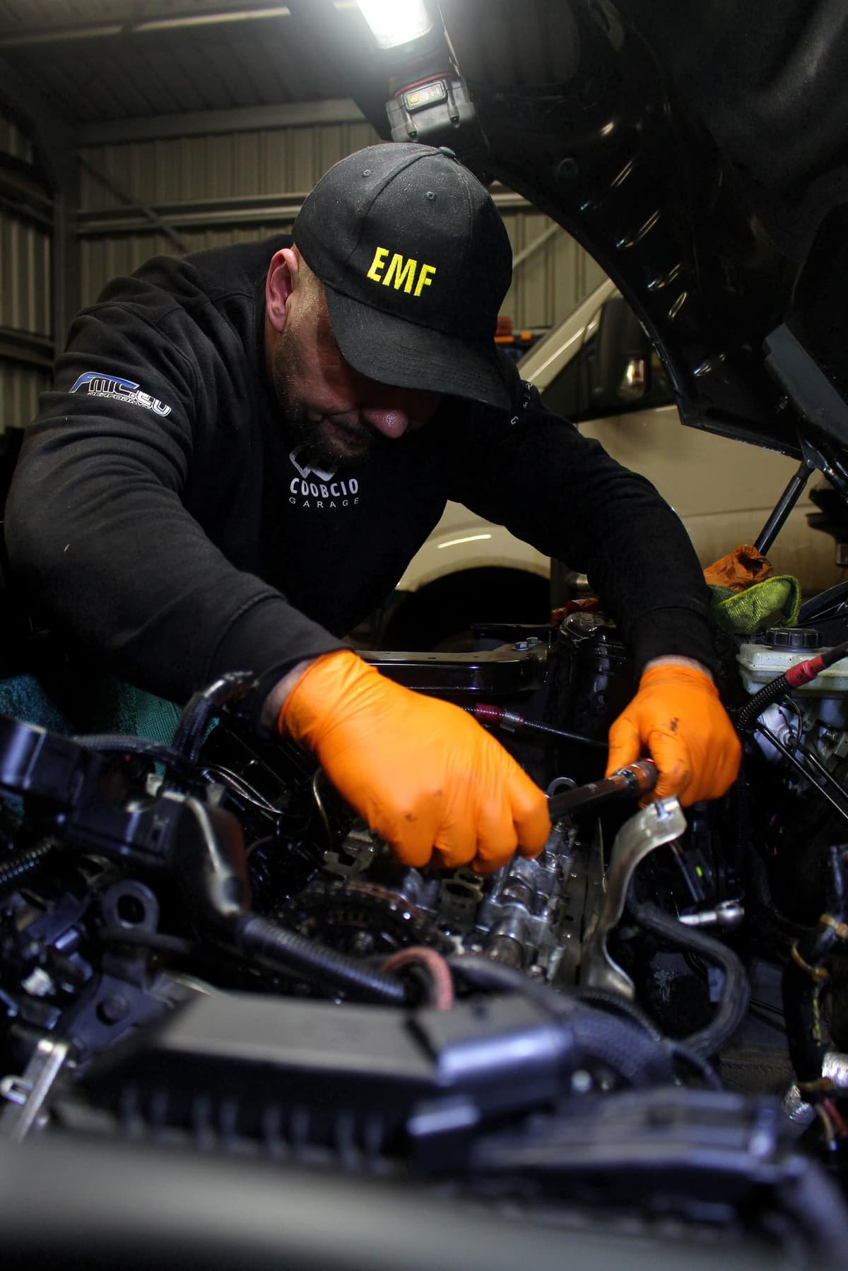 Mechanic working on a car