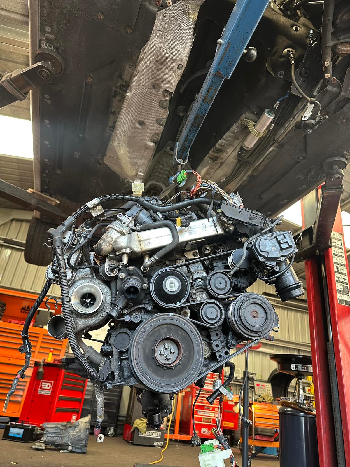 Mechanic working on a car